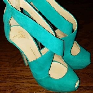 Teal Giuseppe Zanotti Platform Heels